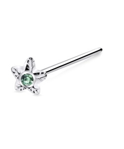 Floral Stone Silver Straight Nose Stud NSKA-737